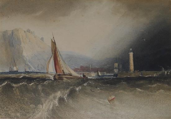 Henry Barlow Carter (1803-1867) Entrance to Whitby harbour 6.75 x 9.5in.